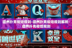 德州扑克梭哈规则-德州扑克梭哈规则解析-德州扑克梭哈规则